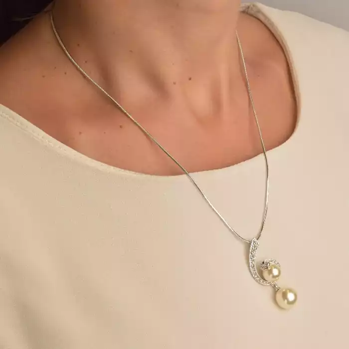 🏷️️ Підвіска+Сережки Winniana 45 см. (родій) ss_100332