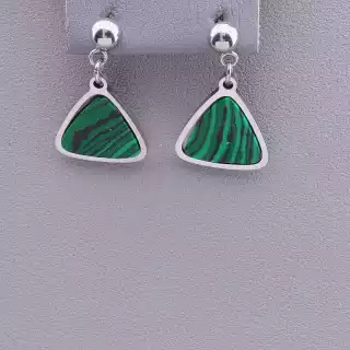 Сережки пусети Stainless Steel Малахіт