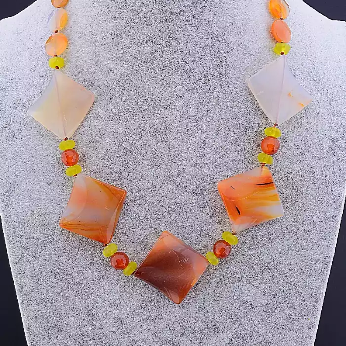 🏷️️ Намисто Сердолік, Жадеит 55 см ss_82903