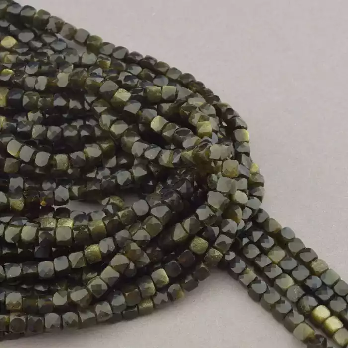 🏷️️ Намистини Орлине око 39 см на нитці (натуральне каміння, без застібки) грановані квадратні ss_83010