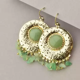 Сережки петельки Stainless Steel Нефрит