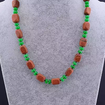 🏷️️ Намисто Хризопраз, Золотий Пісок 60 см F-84603