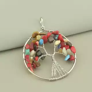 Кулон дерево Самоцвіти 60x50мм.