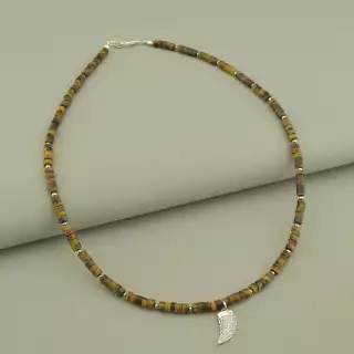 Підвіска ріг Тигрове око, Фіаніт 48 см.