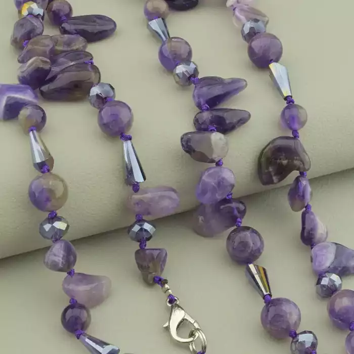 🏷️️ Намисто Аметист, Чеський кришталь 97 см. ss_101775