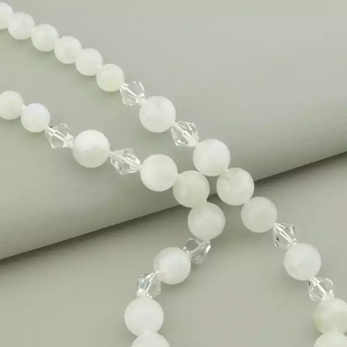 🏷️️ Намисто Місячний камінь, Чеський кришталь 52 см. (срібло 925 проба) ss_94581