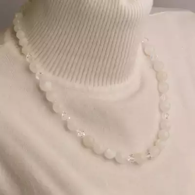 🏷️️ Намисто Місячний камінь, Чеський кришталь 52 см. (срібло 925 проба) F-94581