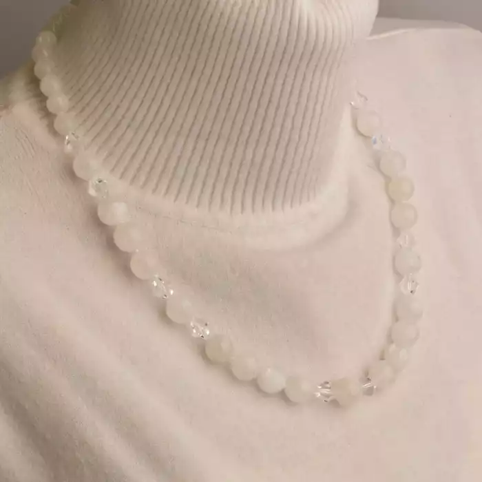 🏷️️ Намисто Місячний камінь, Чеський кришталь 52 см. (срібло 925 проба) ss_94581