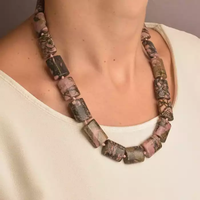 🏷️️ Намисто Родонит 46 см. ss_87280