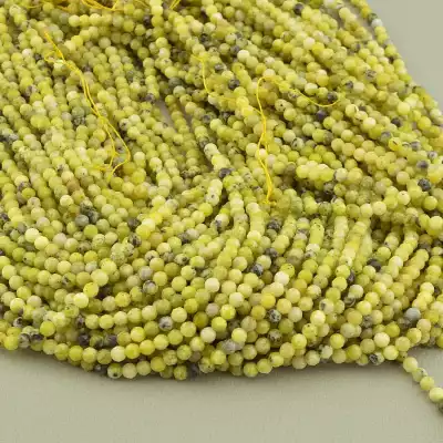 🏷️️ Намистини Жадеїт 39 см. 3,5 мм. на нитці (натуральне каміння, без застібки) F-103621