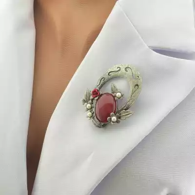 🏷️️ Брошка квіти Агат, Майорка F-104047