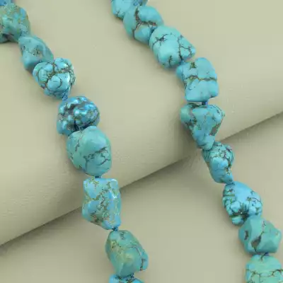 🏷️️ Намисто з бірюзою (синє, 47 см, карабін, сталь) F-104673