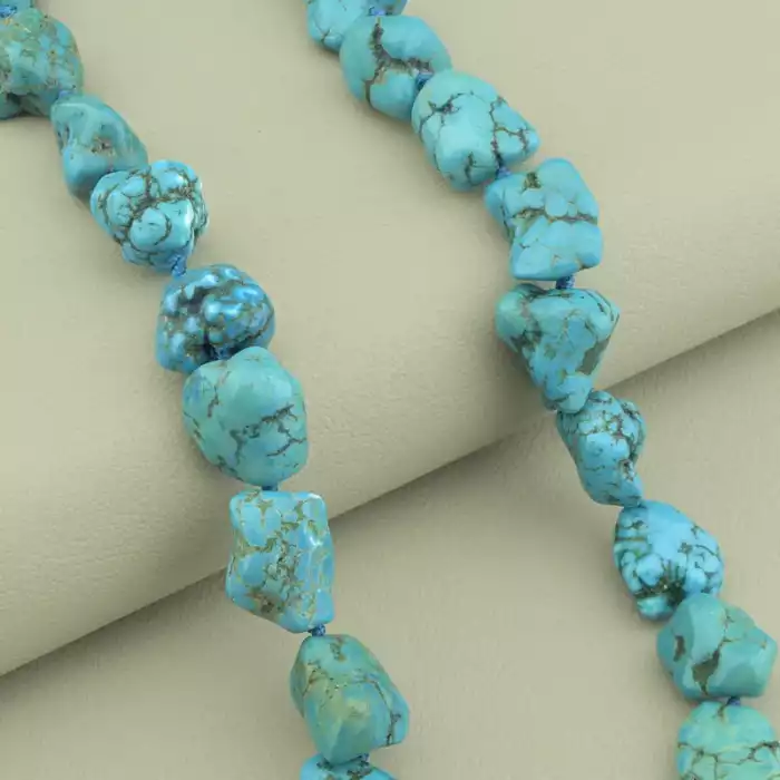 🏷️️ Намисто з бірюзою (синє, 47 см, карабін, сталь) ss_104673