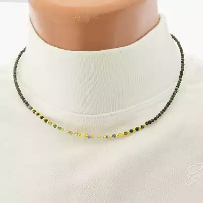 🏷️️ Підвіска з хризоколою та содалітом грань (39 см, синьо-фіолетова, позолота) F-104773