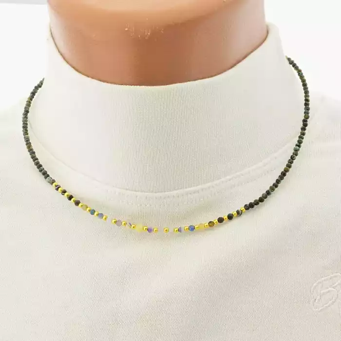 🏷️️ Підвіска з хризоколою та содалітом грань (39 см, синьо-фіолетова, позолота) ss_104773