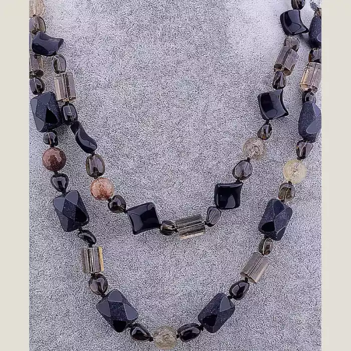 🏷️️ Намисто Агат, Раухтопаз, Гірський кришталь 80 см ss_80186