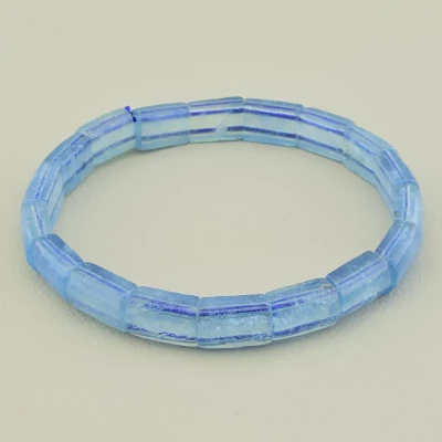 Браслет аквамарін (17 см, резинка, 11х7 мм, грань, синій, гарна якість)
