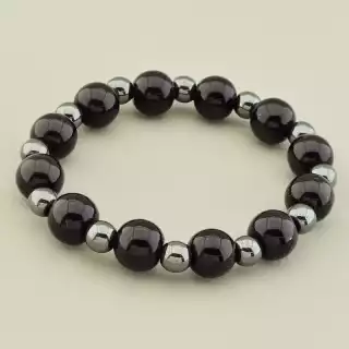 Браслет на резинці Агат, Гематит 17 см