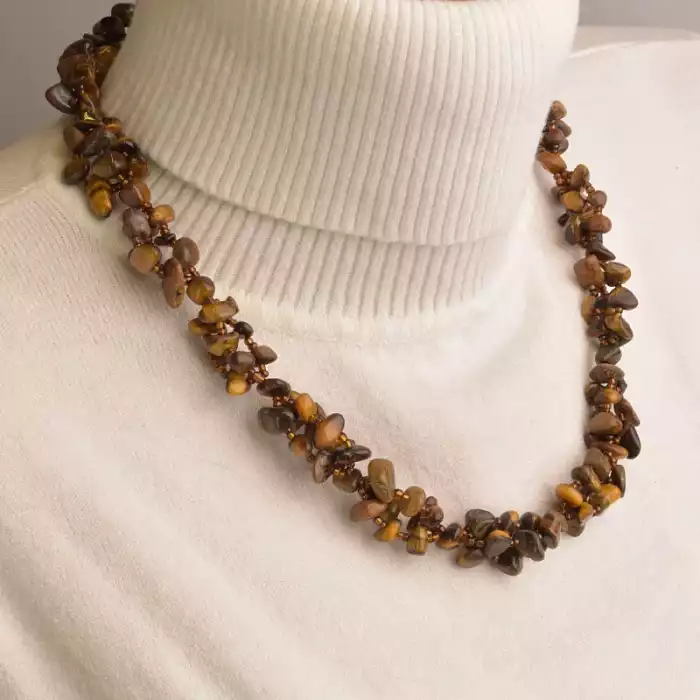 🏷️️ Намисто + Браслет + Сережки Тигрове око 50 см ss_11572