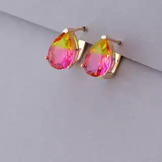 Сережки англійський замок Pataya Фіаніт (позолота 18к)