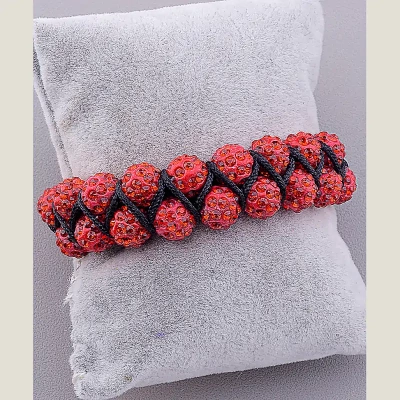 Браслет Шамбала Crystal 17 см (червоний, чорний)