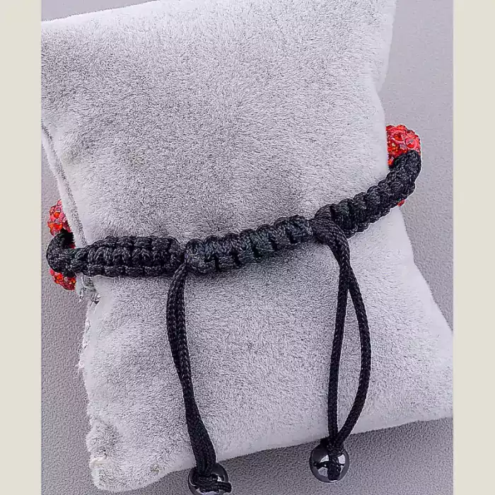 🏷️️ Браслет Шамбала Crystal 17 см (червоний, чорний) ss_15533