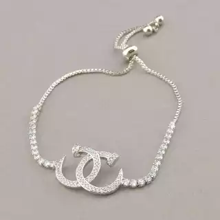 Браслет регульований Saiya Фіаніт 17 см (родій)