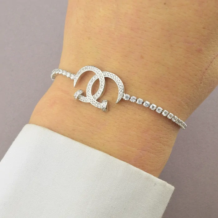 🏷️️ Браслет регульований Saiya Фіаніт 17 см (родій) ss_85846