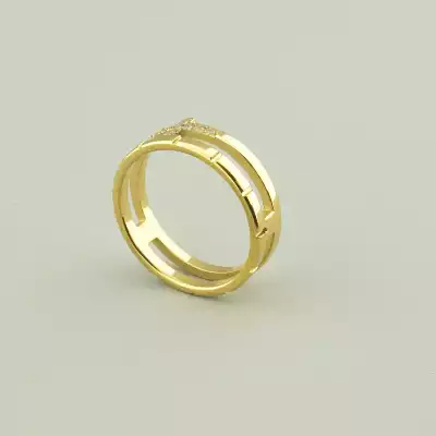 🏷️️ Каблучка медична сталь Xuping Фіаніт (позолота 18к лимонна) F-94143