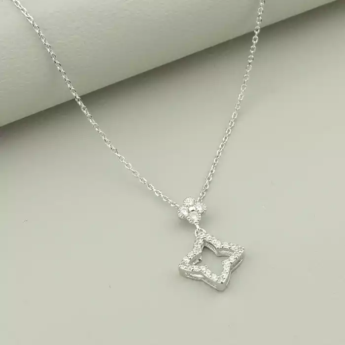 🏷️️ Підвіска квітка Saiya Фіаніт 41 см (родій) ss_94382