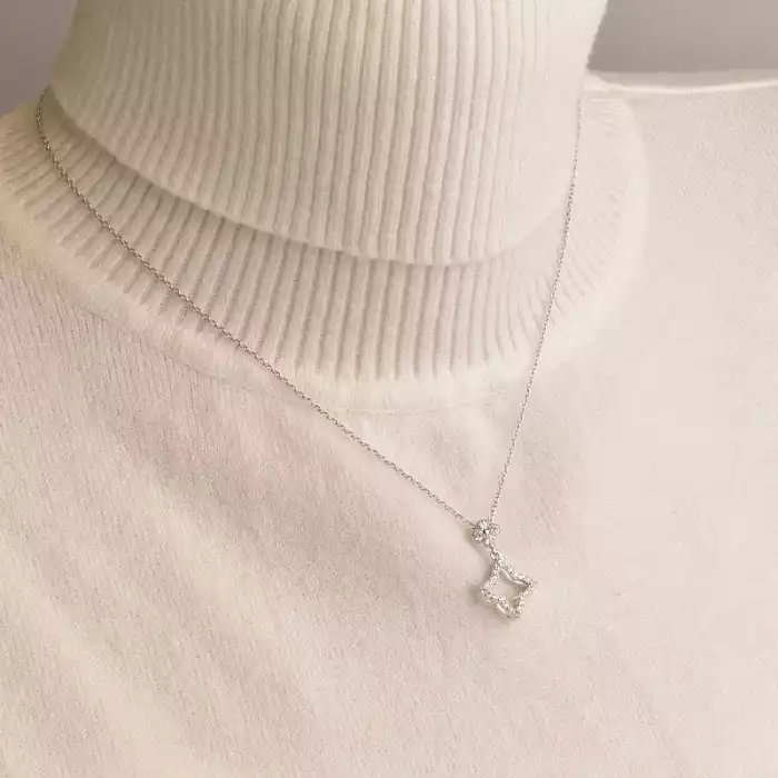 🏷️️ Підвіска квітка Saiya Фіаніт 41 см (родій) ss_94382