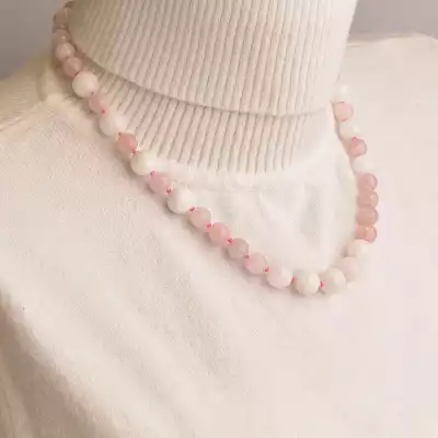 🏷️️ Намисто Місячний камінь, Рожевий кварц 45 см. (срібло 925 проба) F-94482