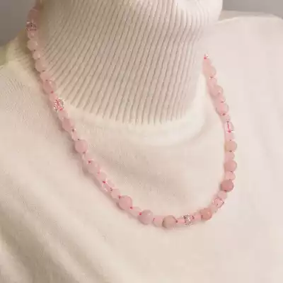 🏷️️ Намисто Рожевий кварц срібло (925 проба) 49 см. F-94582