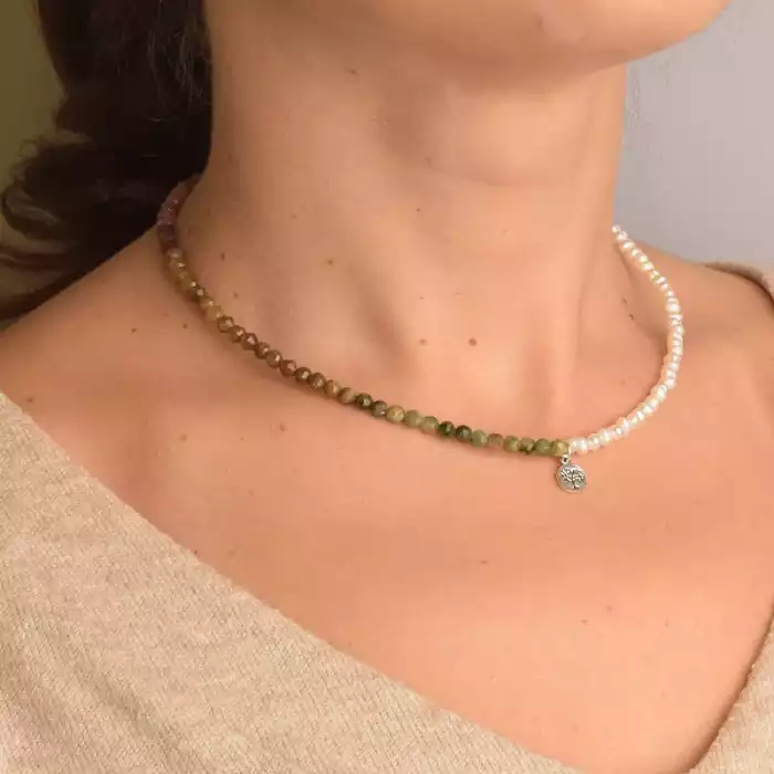 🏷️️ Намисто Турмалін срібло (925 проба) 38 см. ss_94684