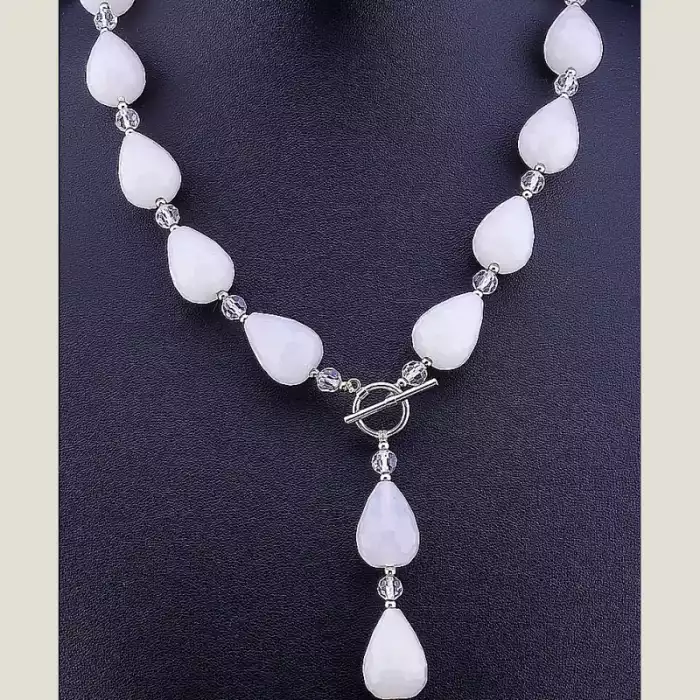 🏷️️ Намисто Агат, Чеський кришталь 53 см ss_77594