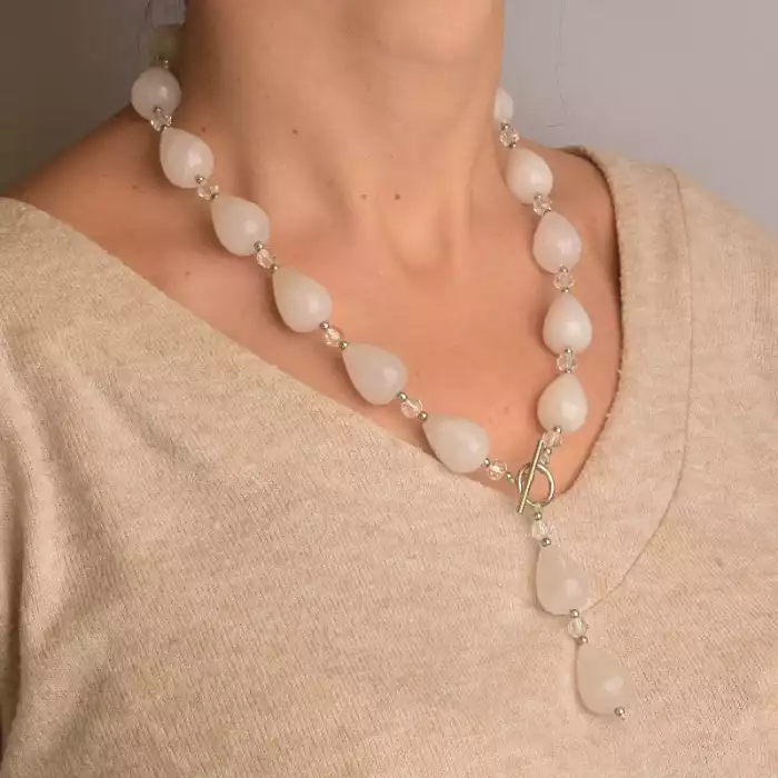 🏷️️ Намисто Агат, Чеський кришталь 53 см ss_77594