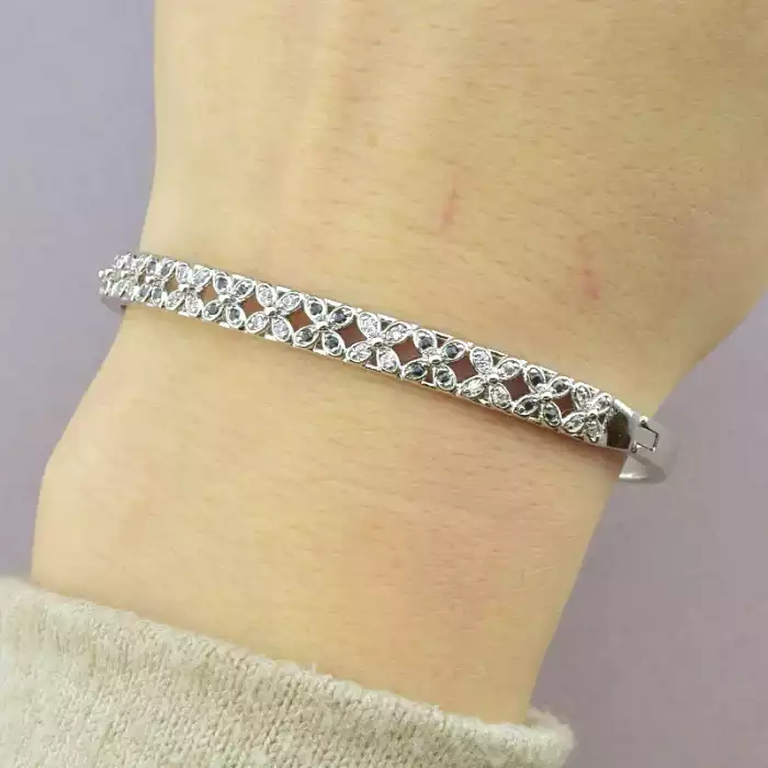 🏷️️ Браслет шарнірний Xuping Фіаніт 17 см (родій) ss_67697