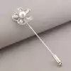 🏷️️ Брошка голка квітка Фіаніт (родій) F-67906