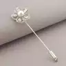 🏷️️ Брошка голка квітка Фіаніт (родій) F-67906