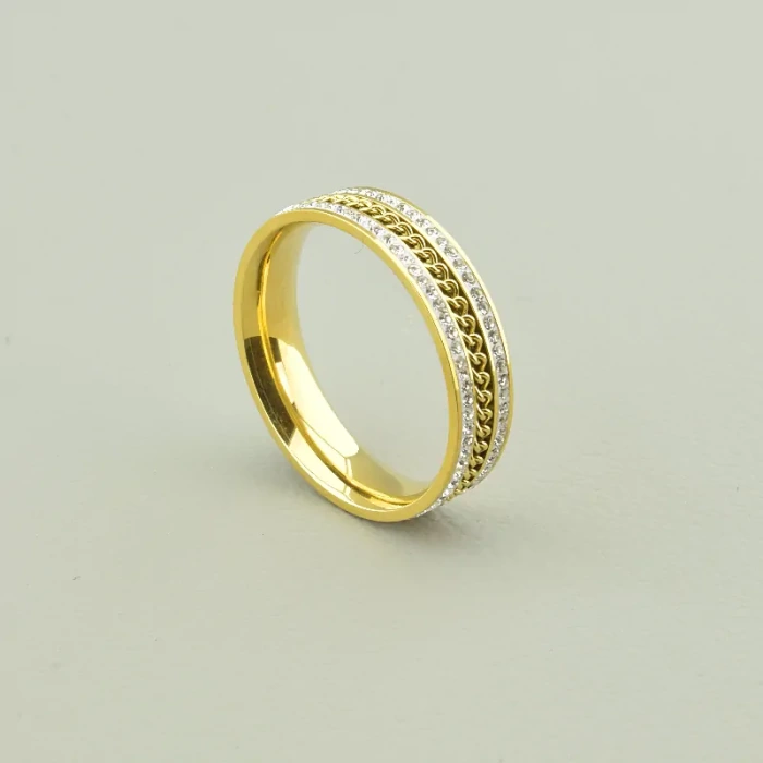 🏷️️ Каблучка медична сталь Xuping з фіанітами (лимонна позолота 18к) ss_104574