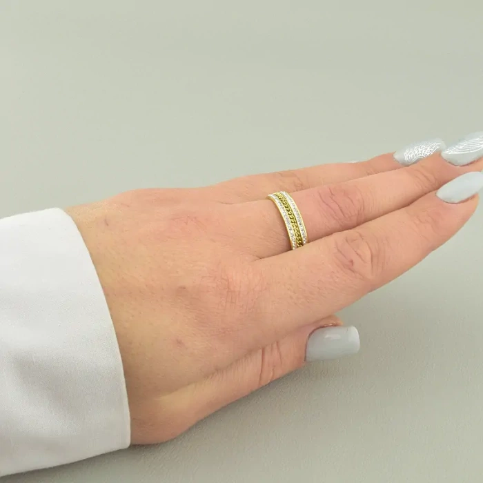 🏷️️ Каблучка медична сталь Xuping з фіанітами (лимонна позолота 18к) ss_104574