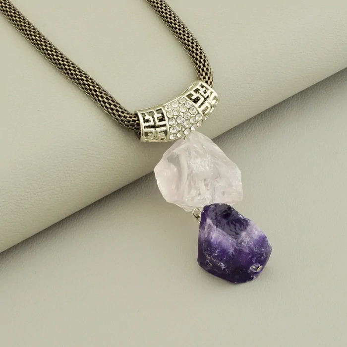 🏷️️ Підвіска Гірський кришталь та Аммоніт (48 см) ss_104874