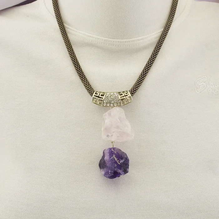 🏷️️ Підвіска Гірський кришталь та Аммоніт (48 см) ss_104874