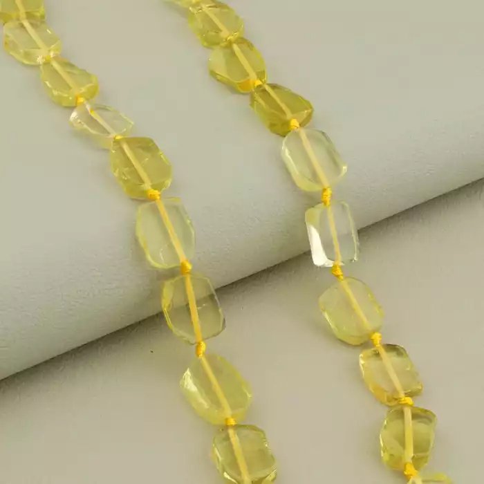 🏷️️ Намисто цитрін (44 см, з карабіном, сталь, 15х10 мм, жовтий, срібний) ss_105387