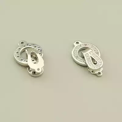 Застібка Фіаніт 17х11мм. (родій)