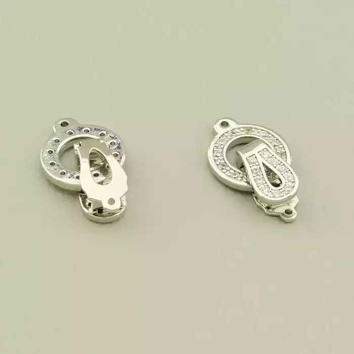 🏷️️ Застібка Фіаніт 17х11мм. (родій) F-105488