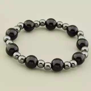 Браслет на резинці Агат, Гематит 17 см
