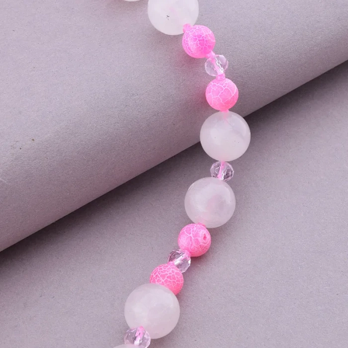 🏷️️ Намисто Агат, Рожевий кварц, Чеський кришталь 51 см. ss_91010