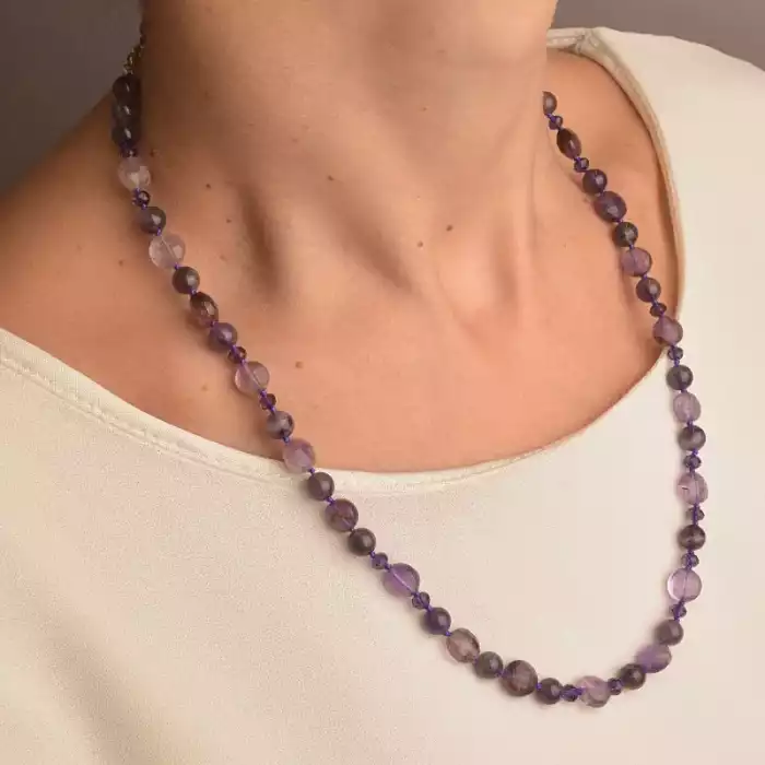 🏷️️ Намисто Аметист срібло (925 проба) 52 см. ss_91110
