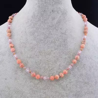 🏷️️ Намисто Родохрозит, Чеський кришталь 50 см F-82793